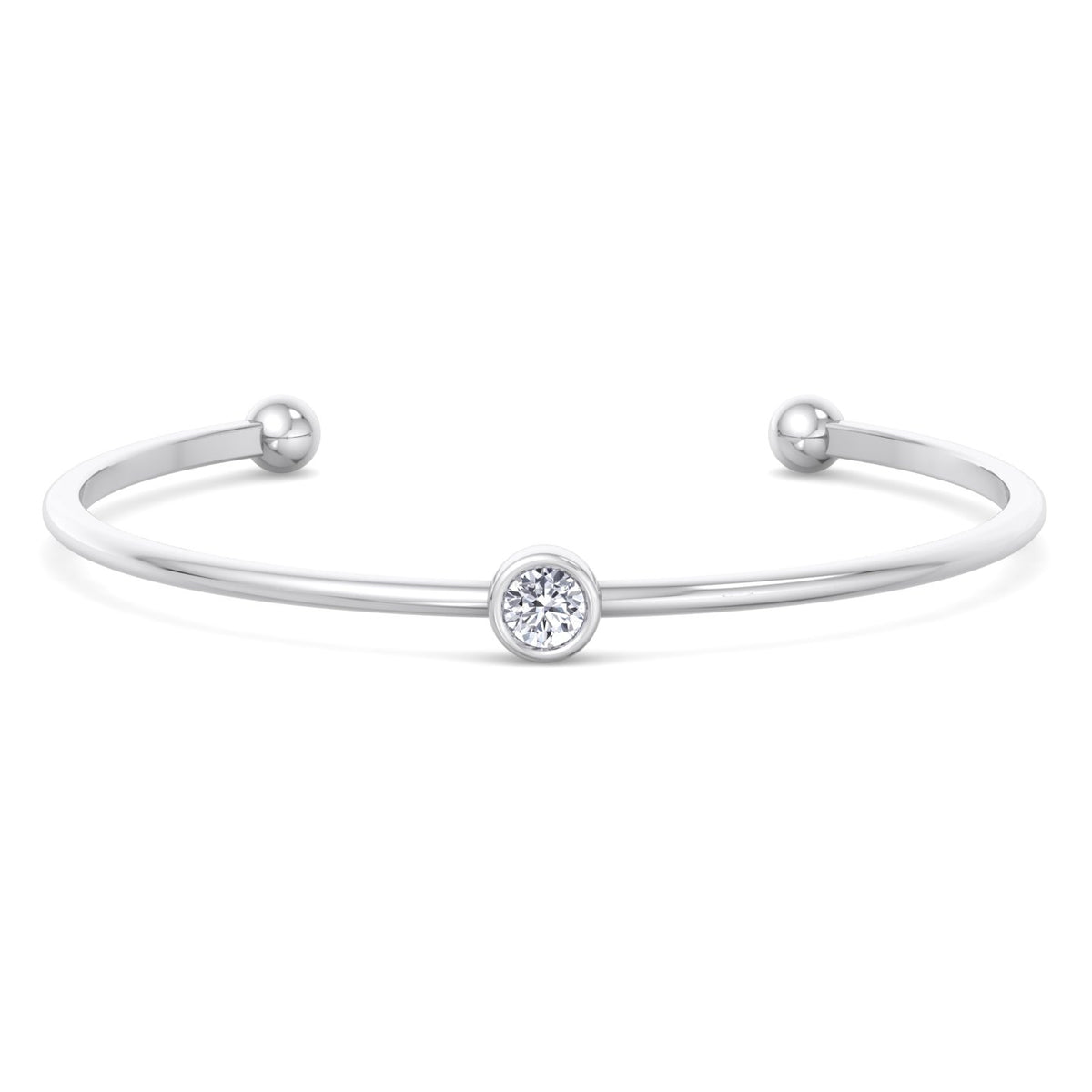 Ciella - Bezel Set Natural Diamond Solitaire Bangle - Gem Jewelers Co