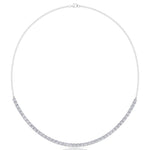 Halfway 4-Prong Natural Diamond Tennis Necklace White Gold 14K 18K