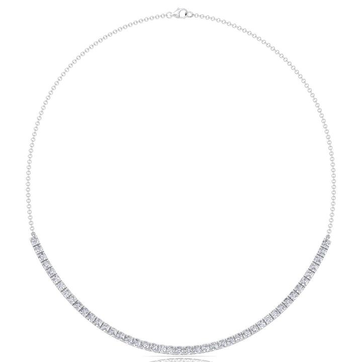 Halfway 4-Prong Natural Diamond Tennis Necklace White Gold 14K 18K