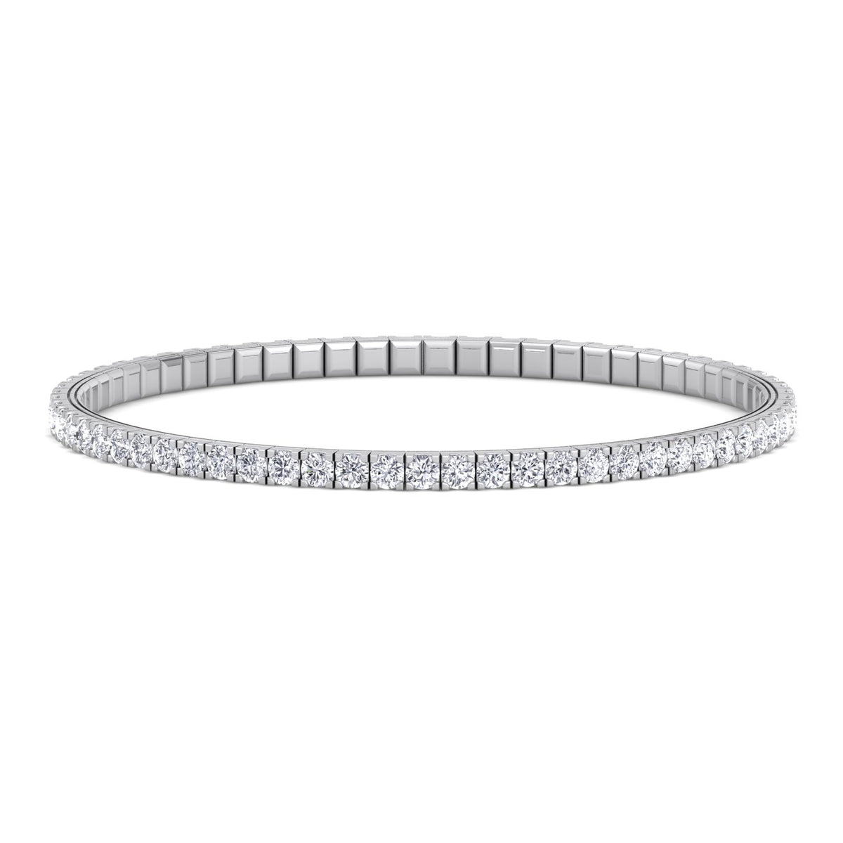 Flexible Tennis Bracelet -14K-3CT-6CT-White Gold