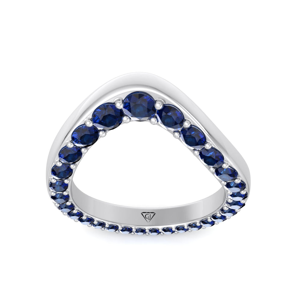 Natural Blue Sapphire Invisible Halo Eternity Band White Gold 14K 18K