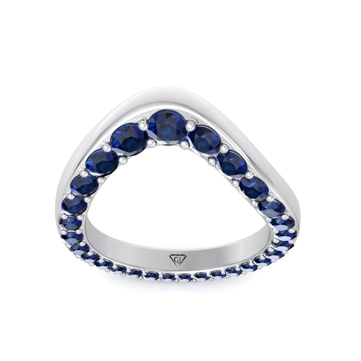 Natural Blue Sapphire Invisible Halo Eternity Band White Gold 14K 18K