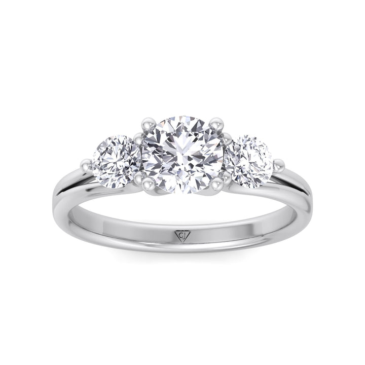 3 Stone Round Shape Natural Diamond Engagement Ring