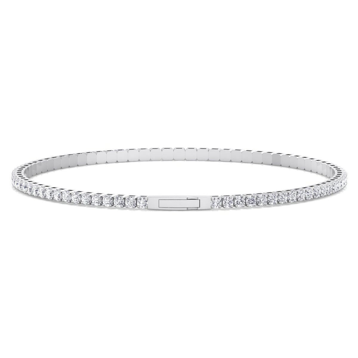 Flexible Natural Diamond Full Bangle in 14K white gold 2CT