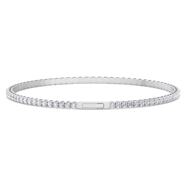 Flexible Natural Diamond Full Bangle in 14K white gold 2CT