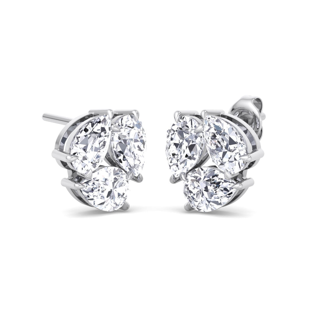 3 Piece Pear Shape Natural Diamond Studs White Gold 14K 18K