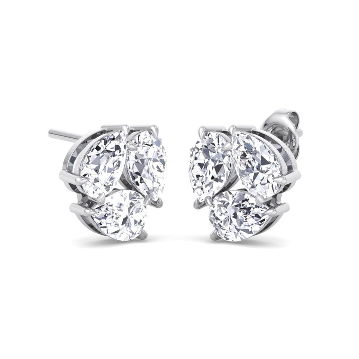 3 Piece Pear Shape Natural Diamond Studs White Gold 14K 18K