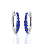 Natural Blue Sapphire Graduated Round Shape Huggie Hoop Earrings  WG 2