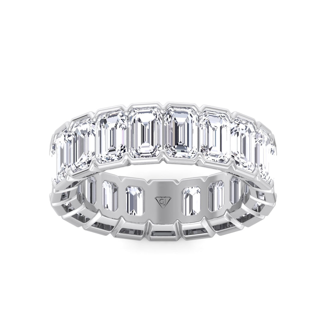 Half Bezel Set Emerald Cut Natural Diamond Eternity Band