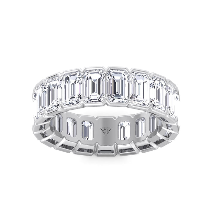 Half Bezel Set Emerald Cut Natural Diamond Eternity Band