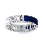 Gala - Emerald Shape Diamond and Blue Sapphire Eternity Band - Gem Jewelers Co