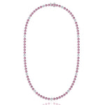 Bezel Set Natural Pink Sapphire Tennis Necklace with Diamonds
 White Gold 14K 18K