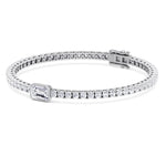 Athena - 7CT T.W Single Stone Emerald Shape Bezel Natural Diamond Tennis Bracelet - Gem Jewelers Co