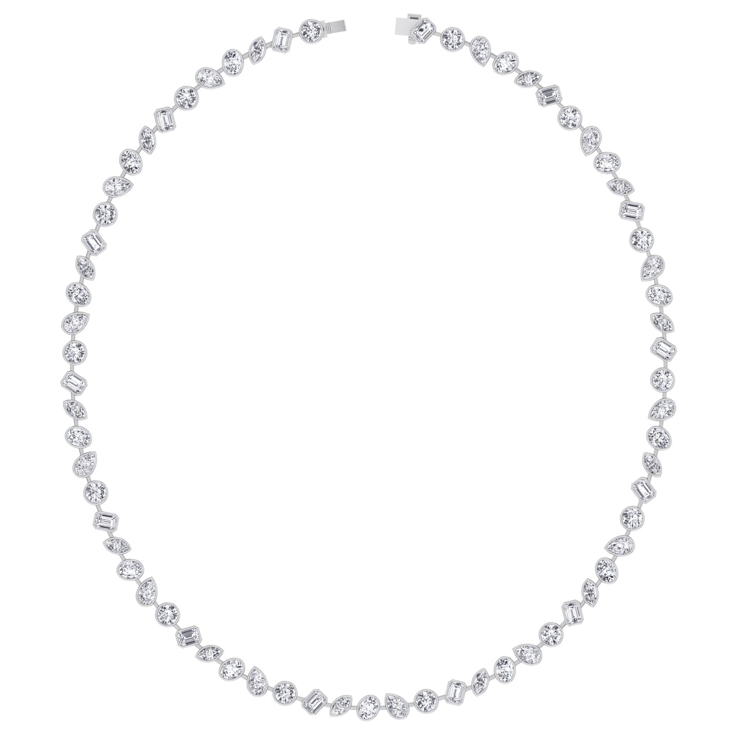 12.5CT Multi Shape Bezel Set Natural Diamond Tennis Necklace