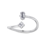 Prisca - Emerald Cut & Round Cut Diamond Stackable Ring - Gem Jewelers Co