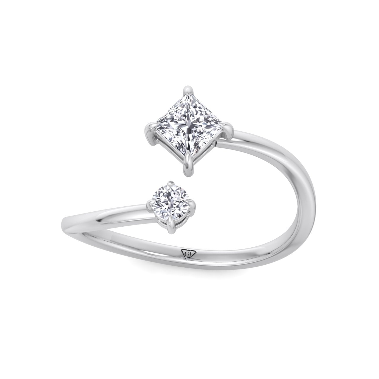 Ora - Princess & Round Cut Diamond Stackable Ring - Gem Jewelers Co