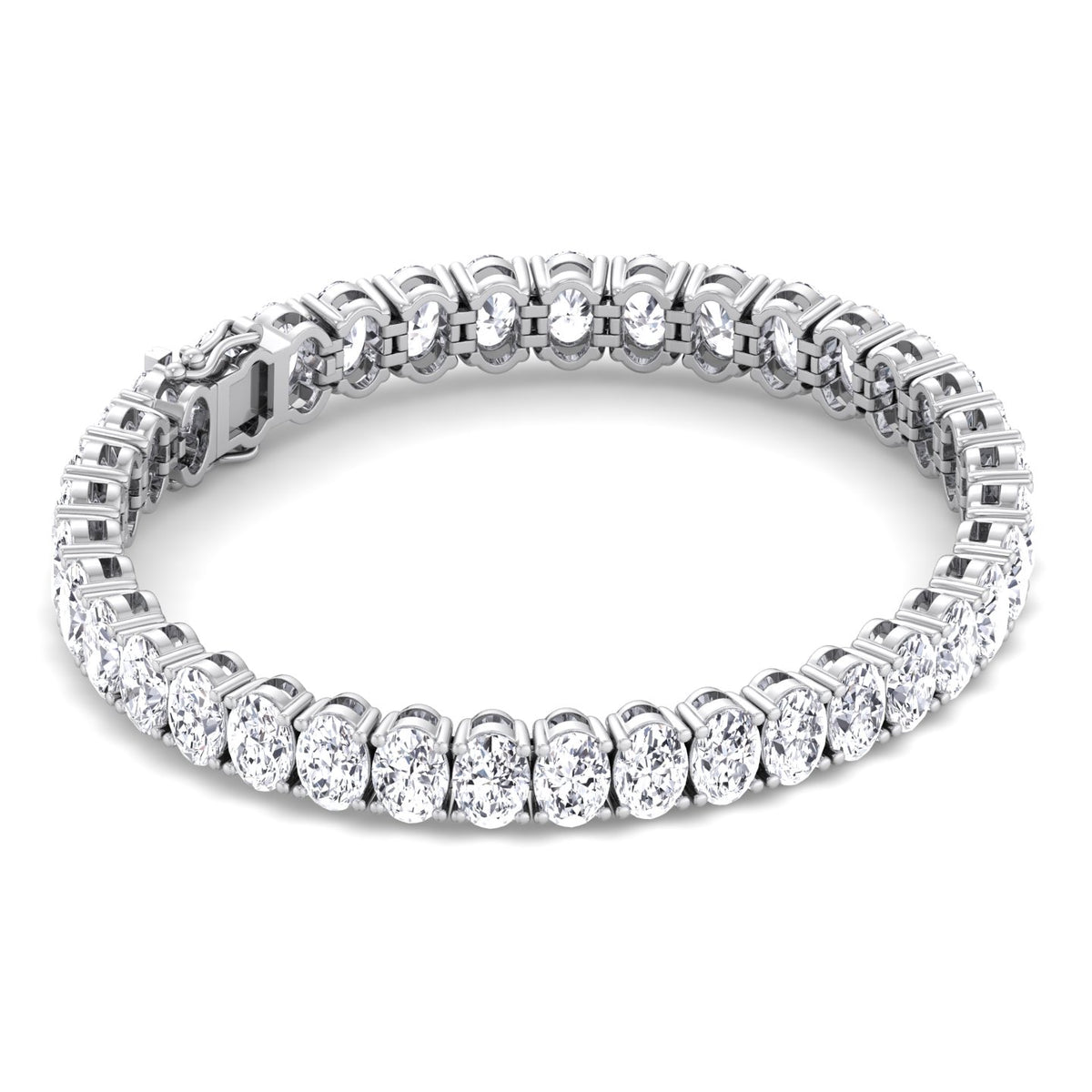 Foothill - 4 Prong Oval Shape Natural Diamond Tennis Bracelet - Gem Jewelers Co