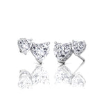 Double Heart Natural Diamond Studs-Platinum