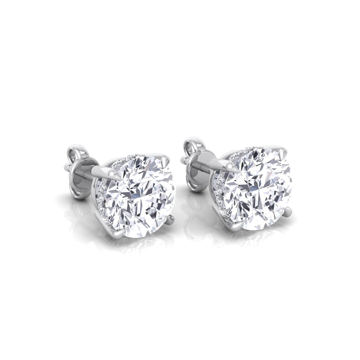 Invisible Halo Natural Diamond Studs-14K-18K-White Gold