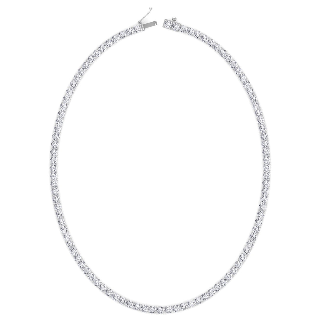 Non-Flip 4-Prong Natural Diamond Tennis Necklace - 14K Solid Gold