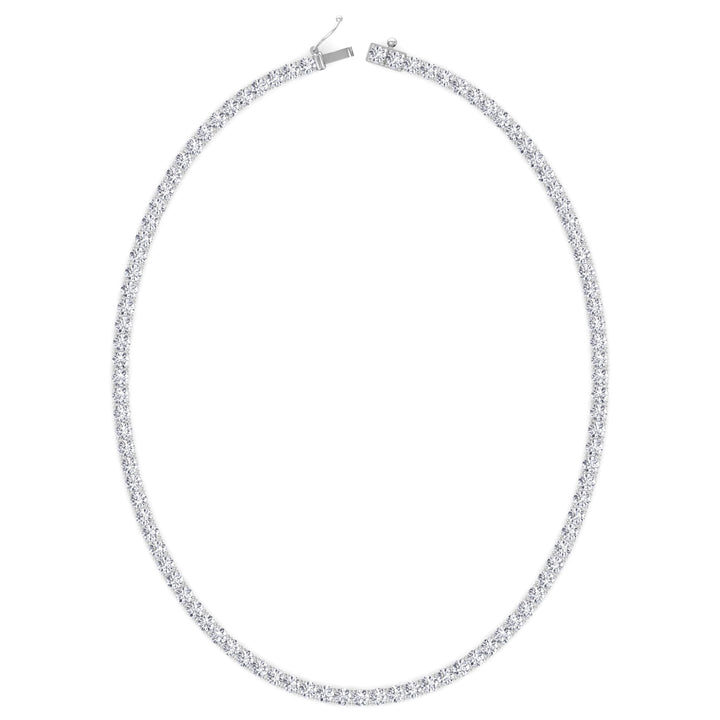 Non-Flip 4-Prong Natural Diamond Tennis Necklace - 14K Solid Gold