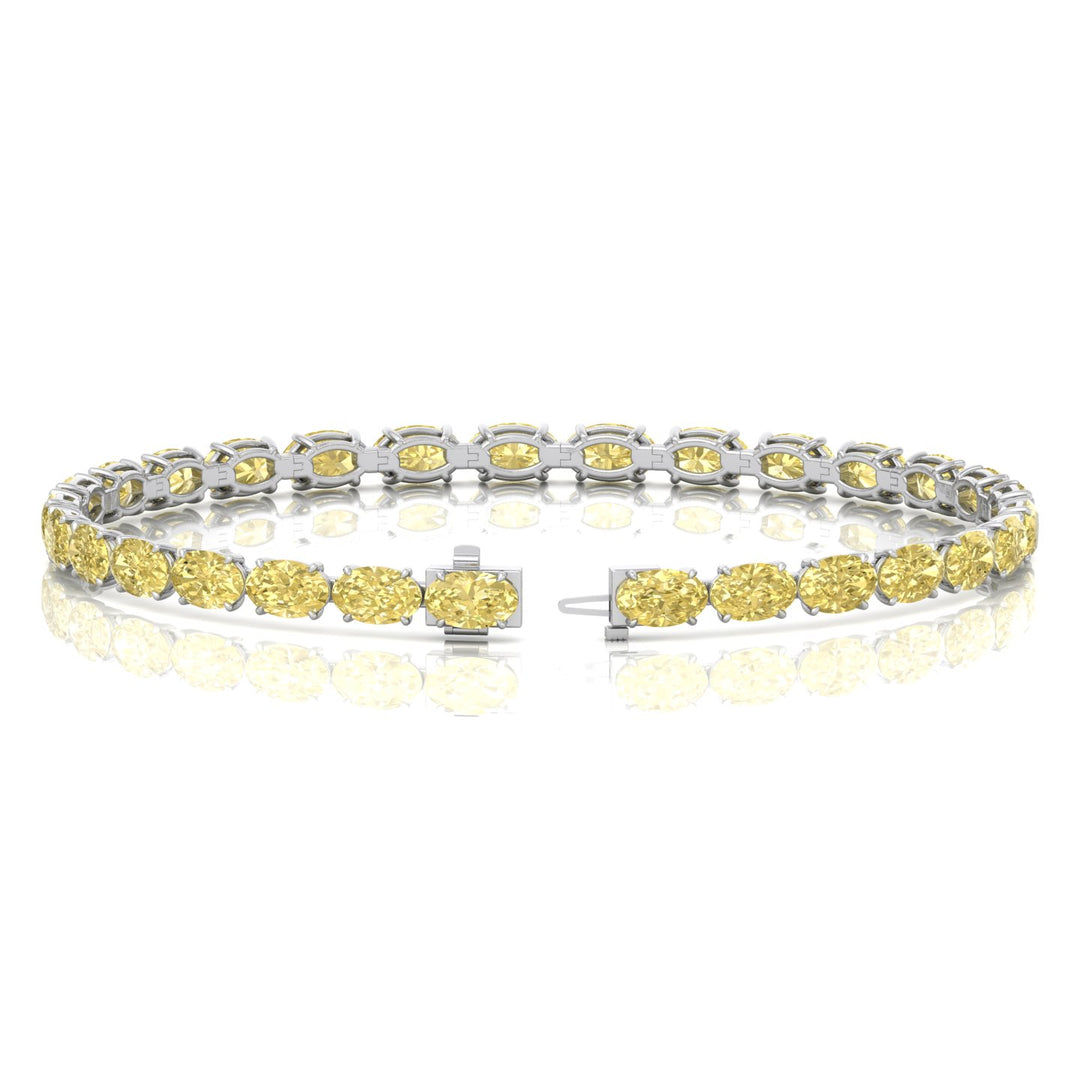 10CT East to West Oval Shape Natural Fancy Yellow Diamond Tennis Bracelet