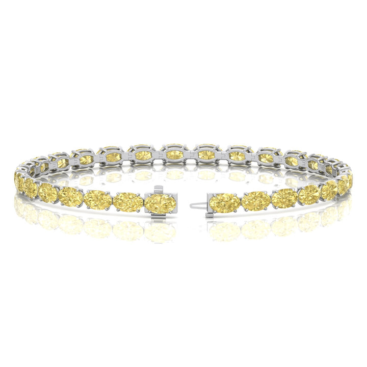 10CT East to West Oval Shape Natural Fancy Yellow Diamond Tennis Bracelet