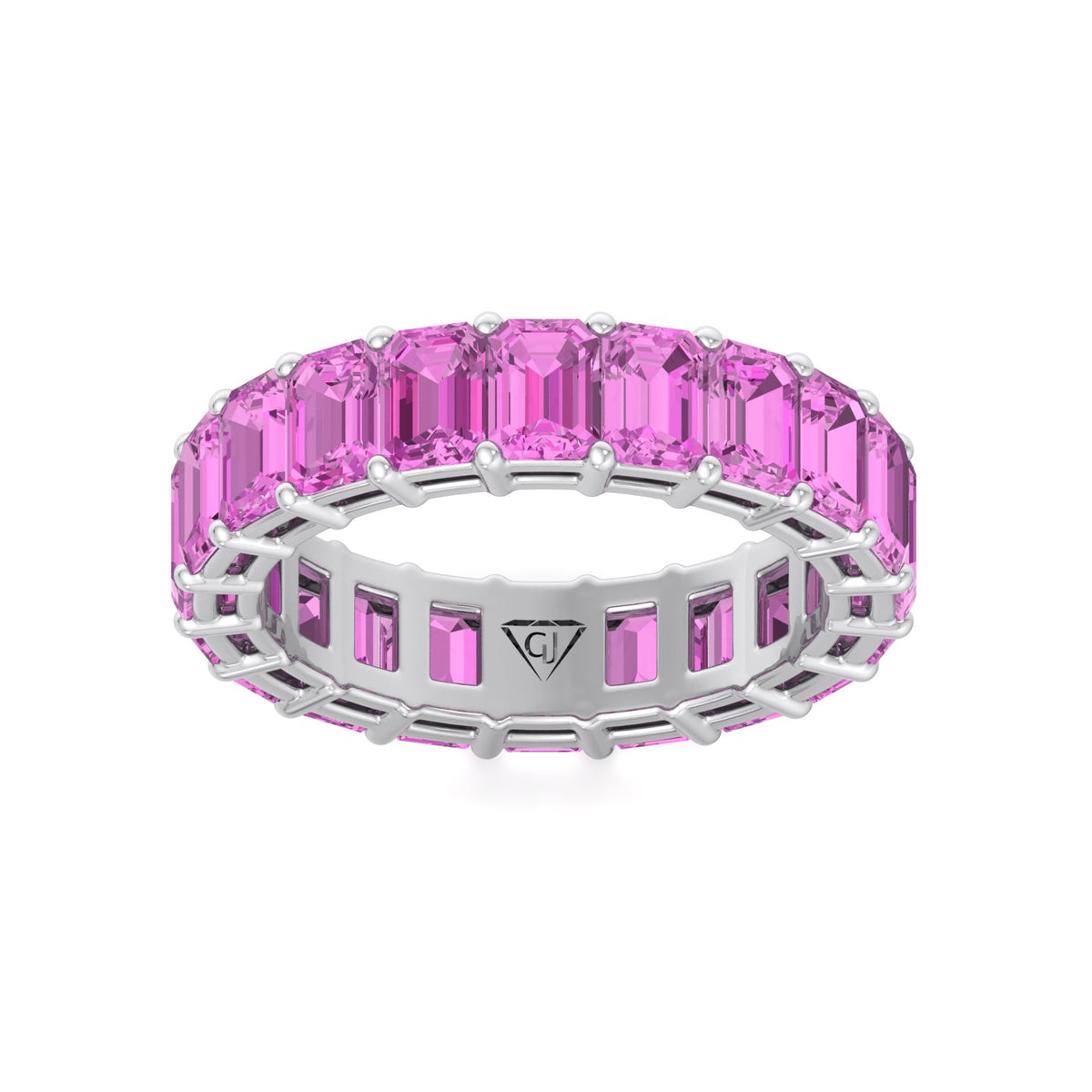 Mia - 5CT Pink Sapphire Eternity Band In Emerald Cut - Gem Jewelers Co