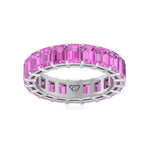 Mia - 5CT Pink Sapphire Eternity Band In Emerald Cut - Gem Jewelers Co