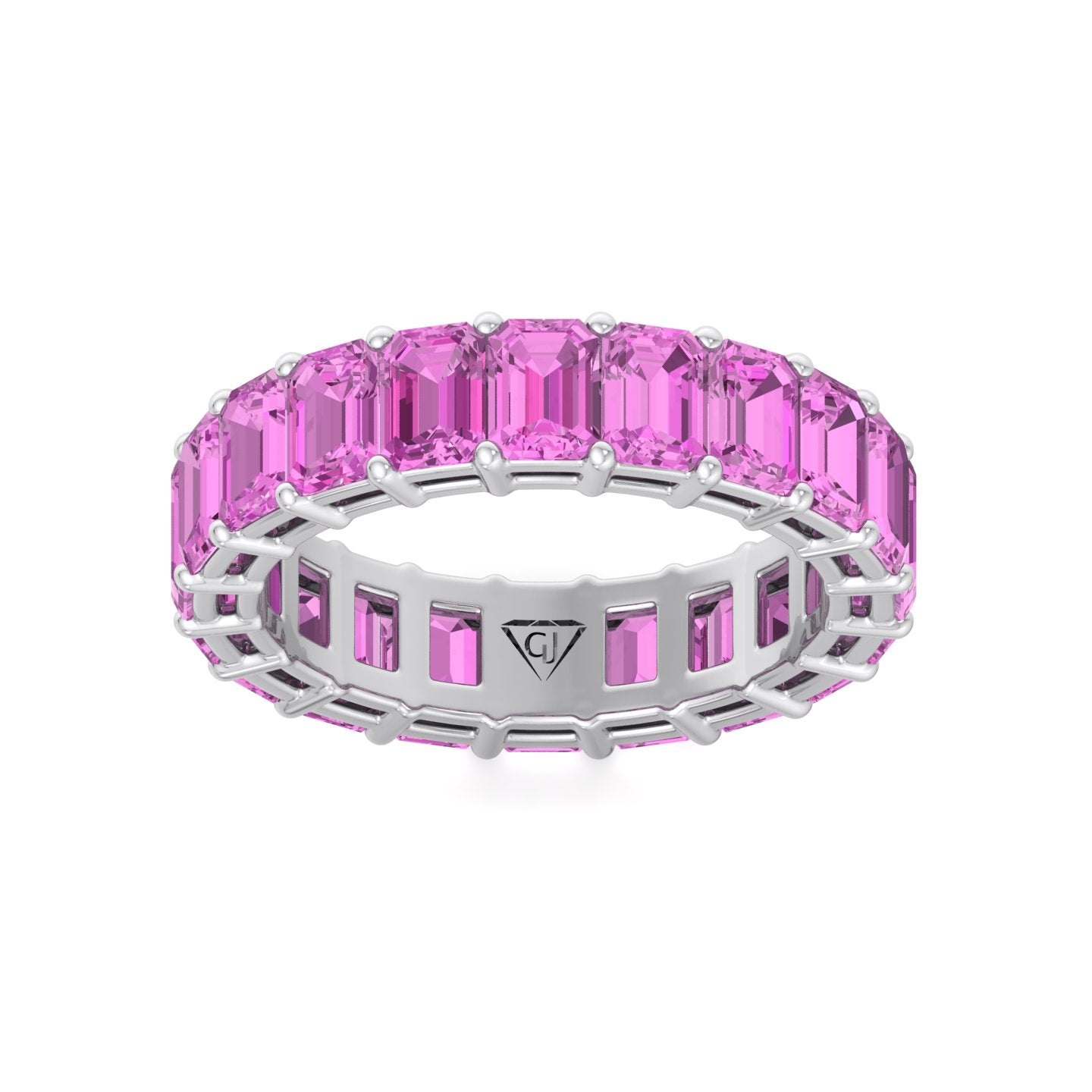 Mia - 5CT Pink Sapphire Eternity Band In Emerald Cut - Gem Jewelers Co