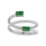 Valora - Green Emerald Spiral Pave Wrap Ring - Gem Jewelers Co