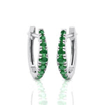 Natural Green Emerald Graduated Round Shape Huggie Hoop Earrings  WG 2