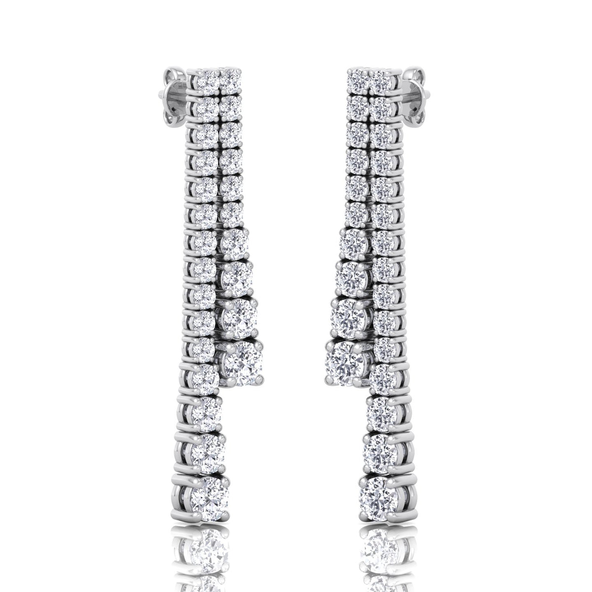 Double-Strand-Graduated-Natural-Diamond-Dangle-Earrings-14K-White-Gold 