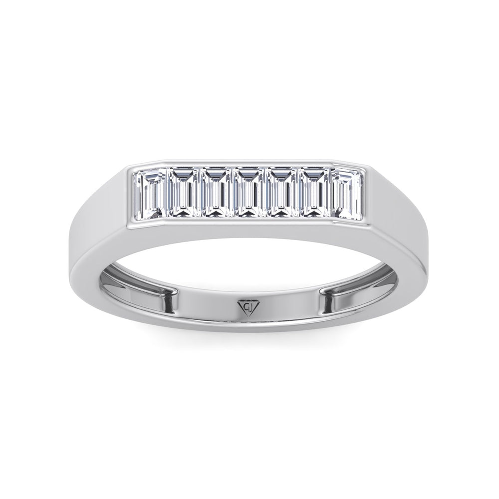 Baguette Shape Channel Setting Natural Diamond Wedding Band Platinum