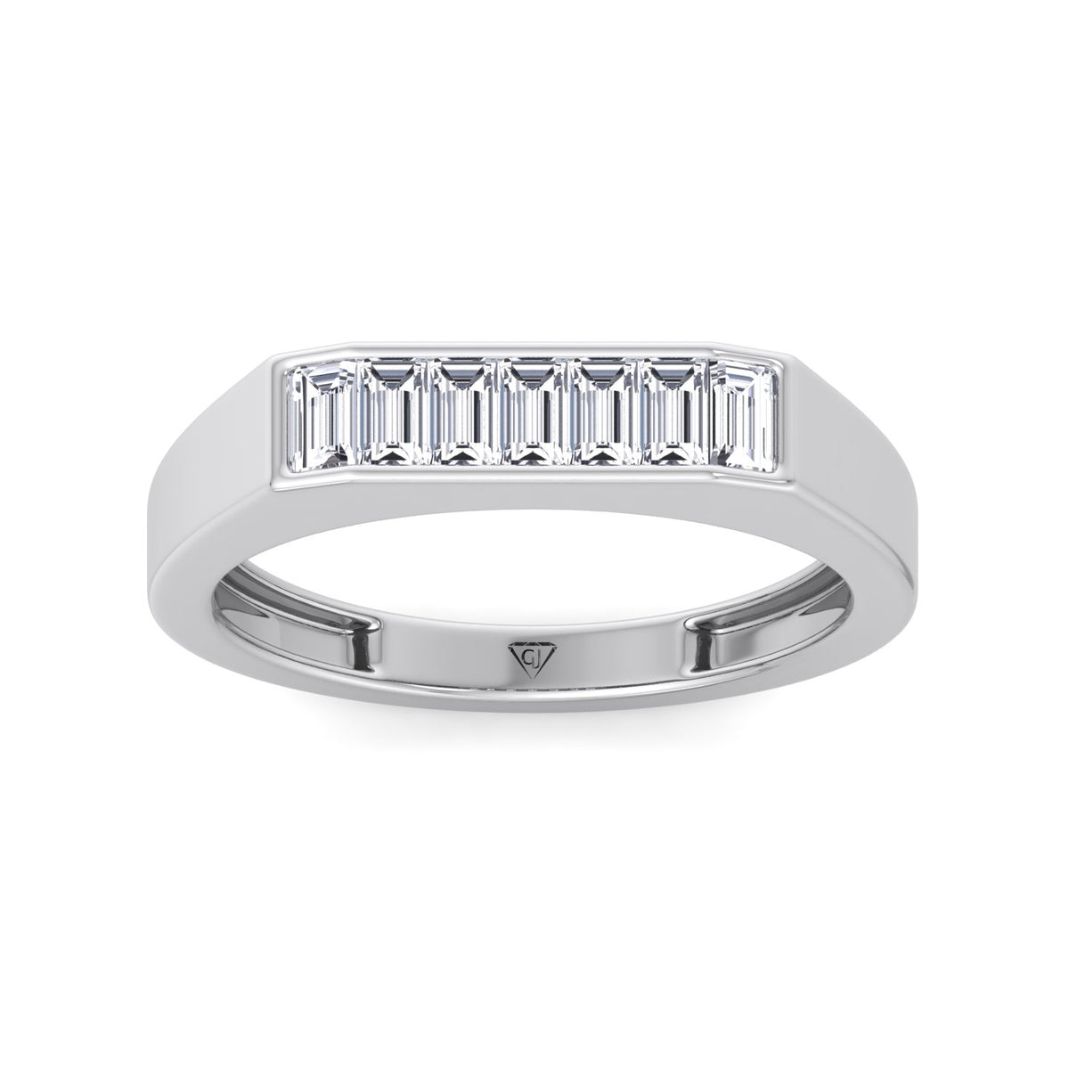 Baguette Shape Channel Setting Natural Diamond Wedding Band Platinum