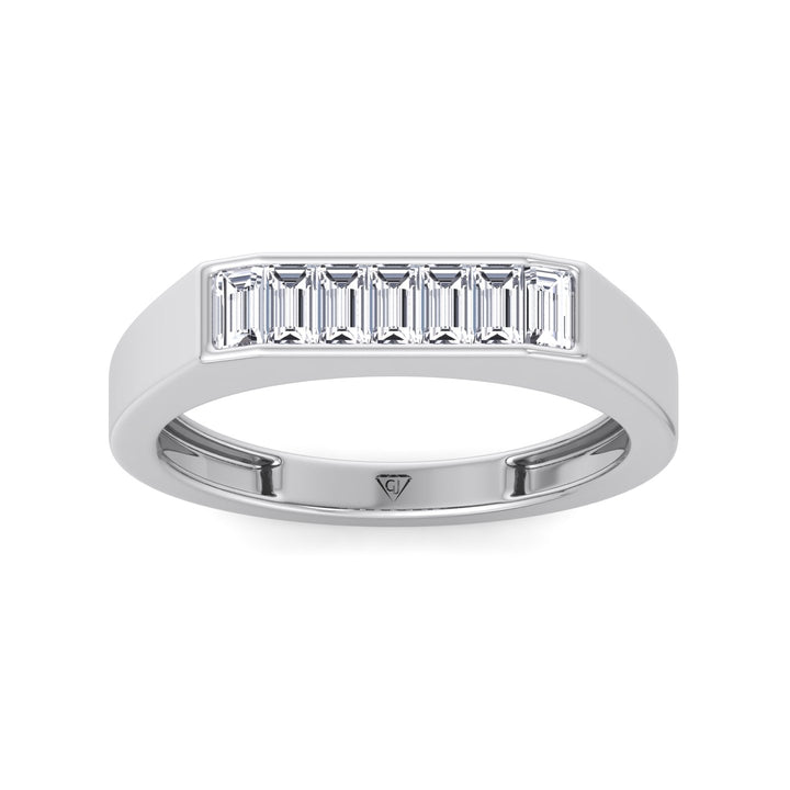 Baguette Shape Channel Setting Natural Diamond Wedding Band Platinum