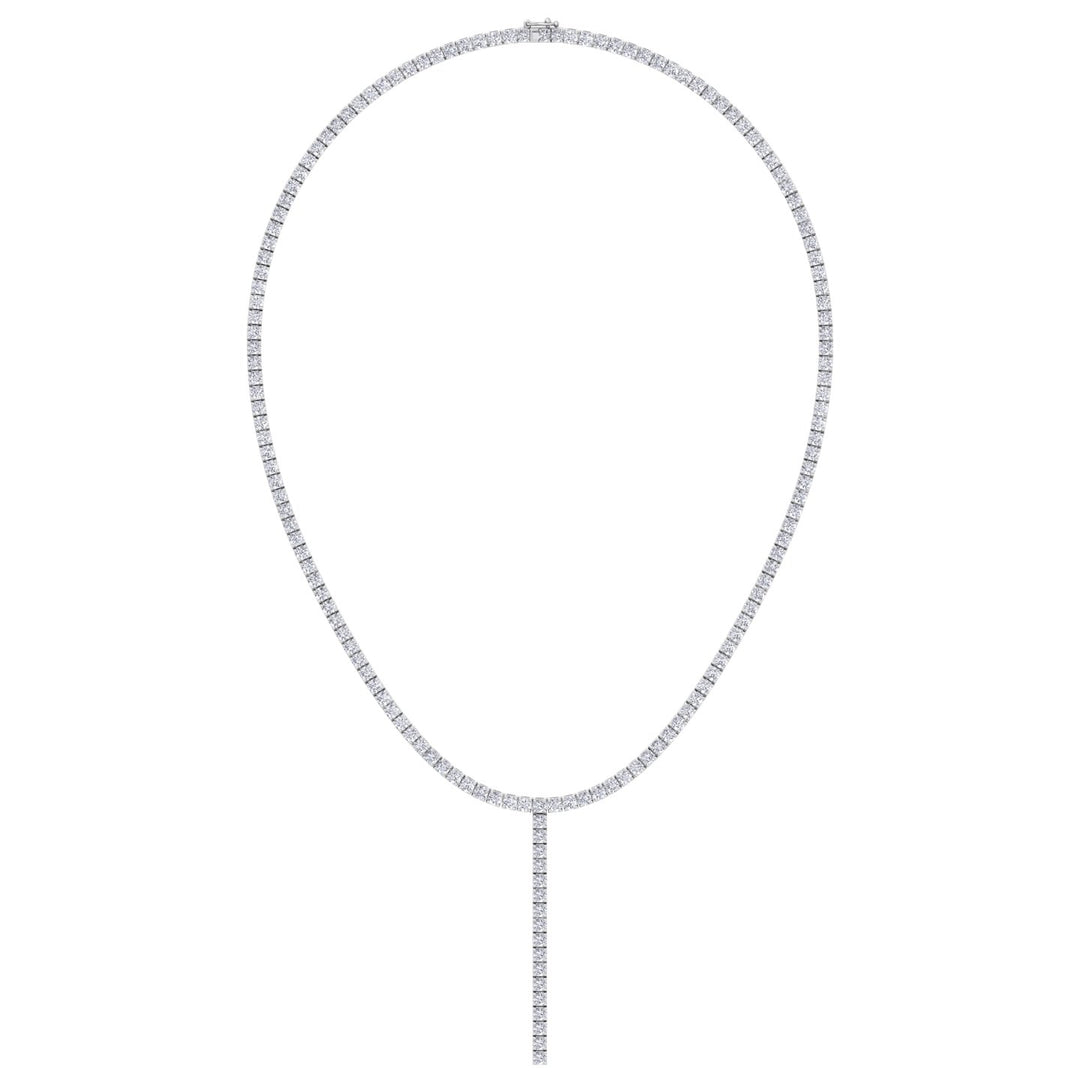 4 Prong Natural Diamond Y Drop Tennis Necklace WG 4
