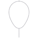 4 Prong Natural Diamond Y Drop Tennis Necklace WG 4