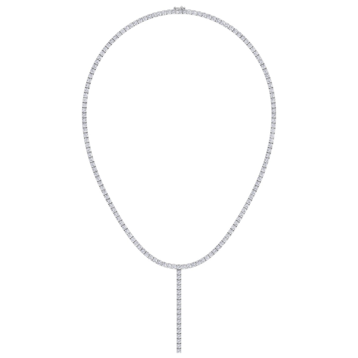 4 Prong Natural Diamond Y Drop Tennis Necklace WG 4