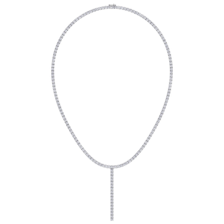 4 Prong Natural Diamond Y Drop Tennis Necklace WG 4