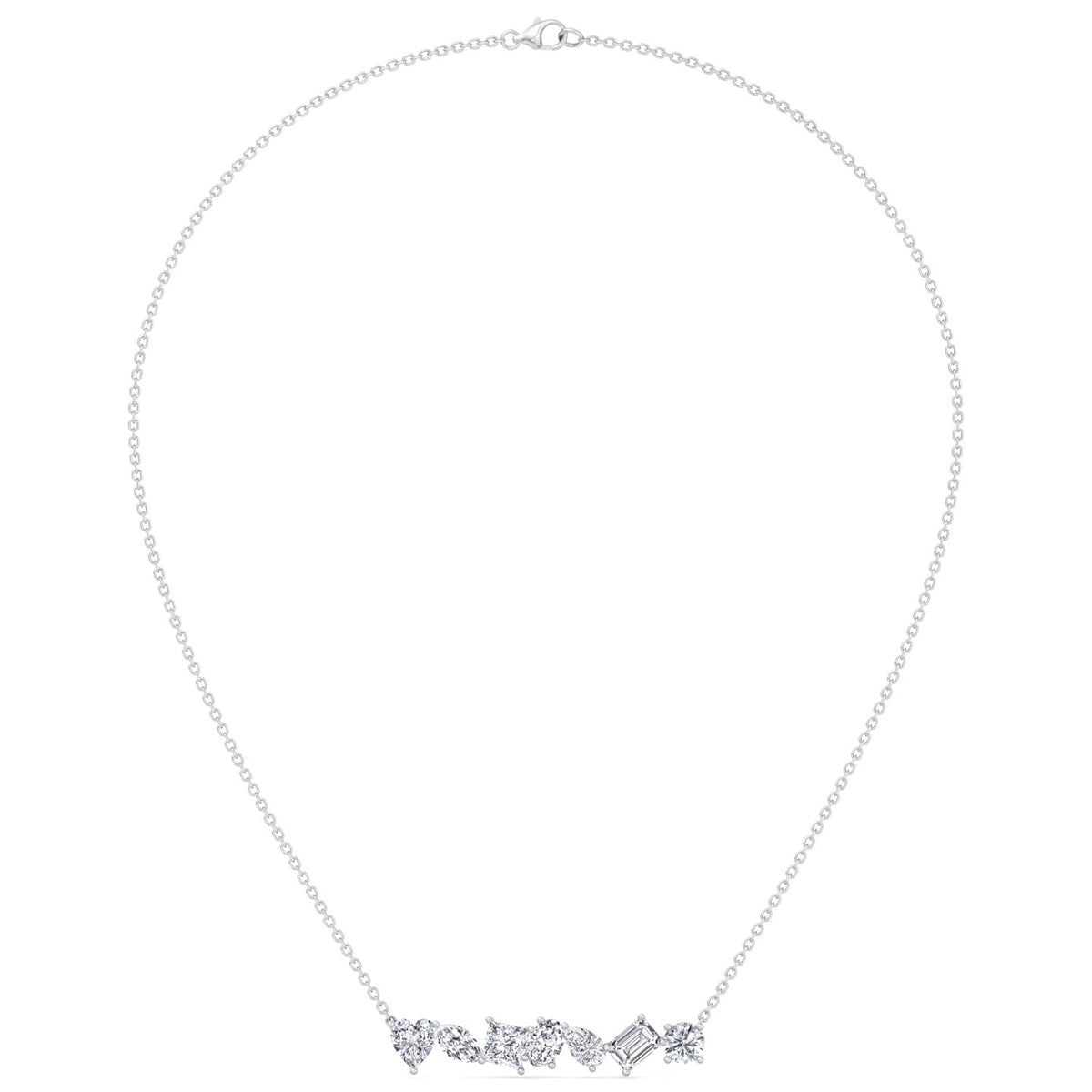 Multi Shape Natural Diamond Bar Pendant White Gold 14K 18K