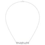 Multi Shape Natural Diamond Bar Pendant White Gold 14K 18K