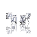 Double-Emerald-Shape-Natural Diamond Studs-1.4CT-14K-18K-White Gold