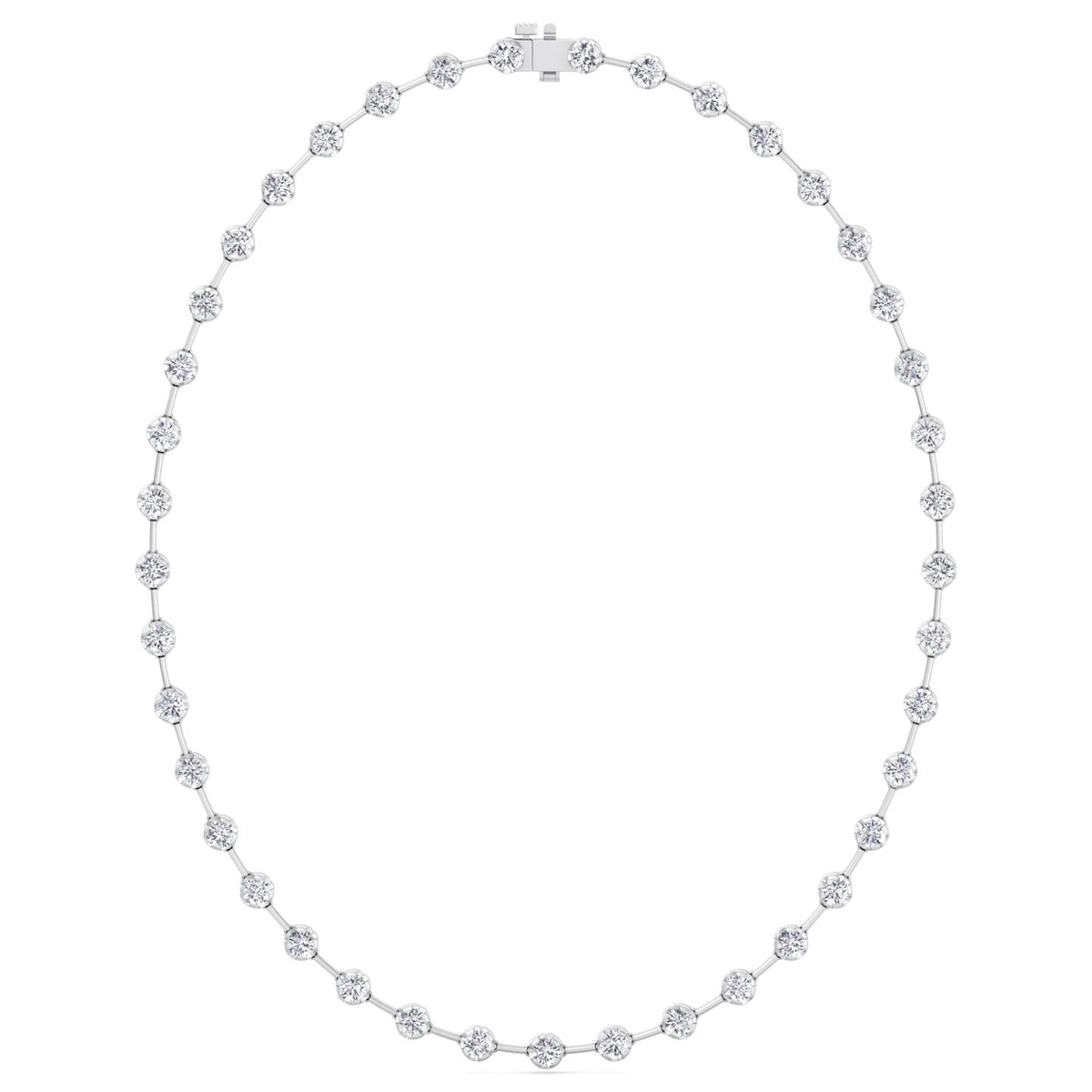 Crown Prong Round Natural Diamond Bar Necklace White Gold 14K 18K