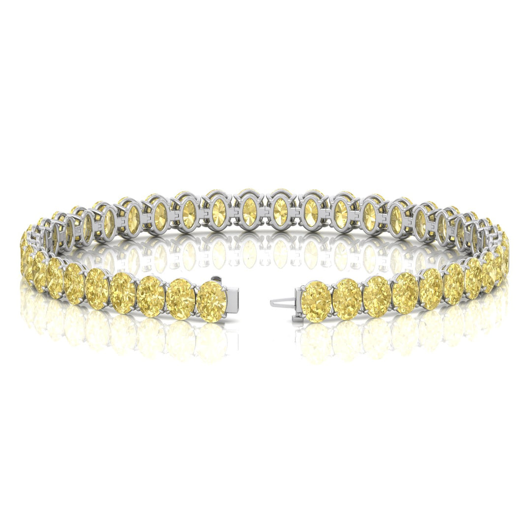 20CT Oval Shape Natural Fancy Yellow Diamond Tennis Bracelet