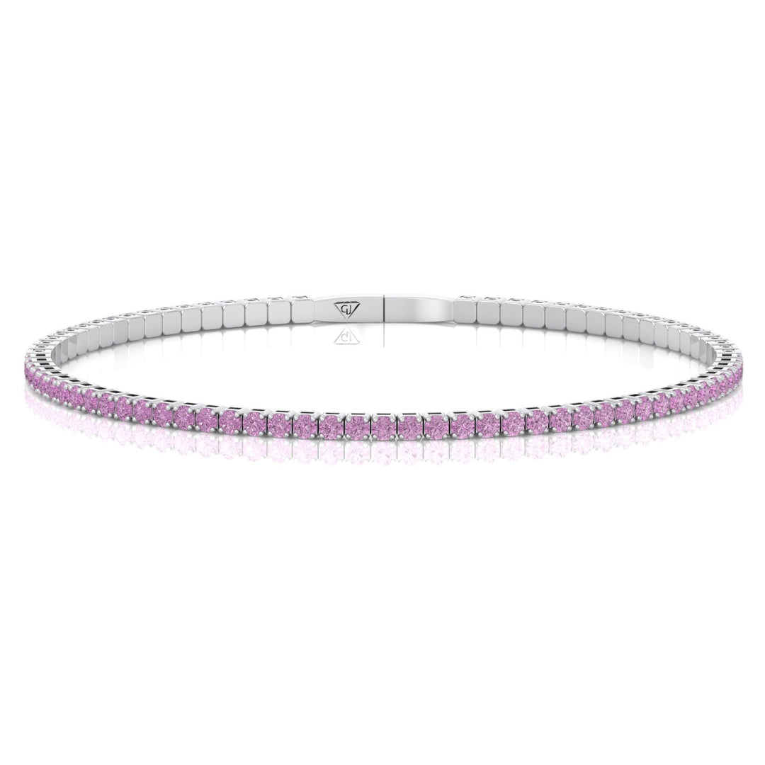 Flexible Natural Pink Sapphire Bangle 14K Solid Gold