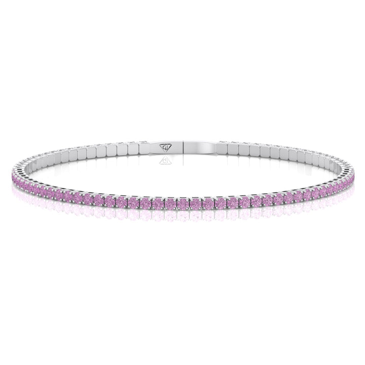 Flexible Natural Pink Sapphire Bangle 14K Solid Gold