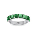 Green Emerald in Emerald Cut Half Eternity Band WG 3