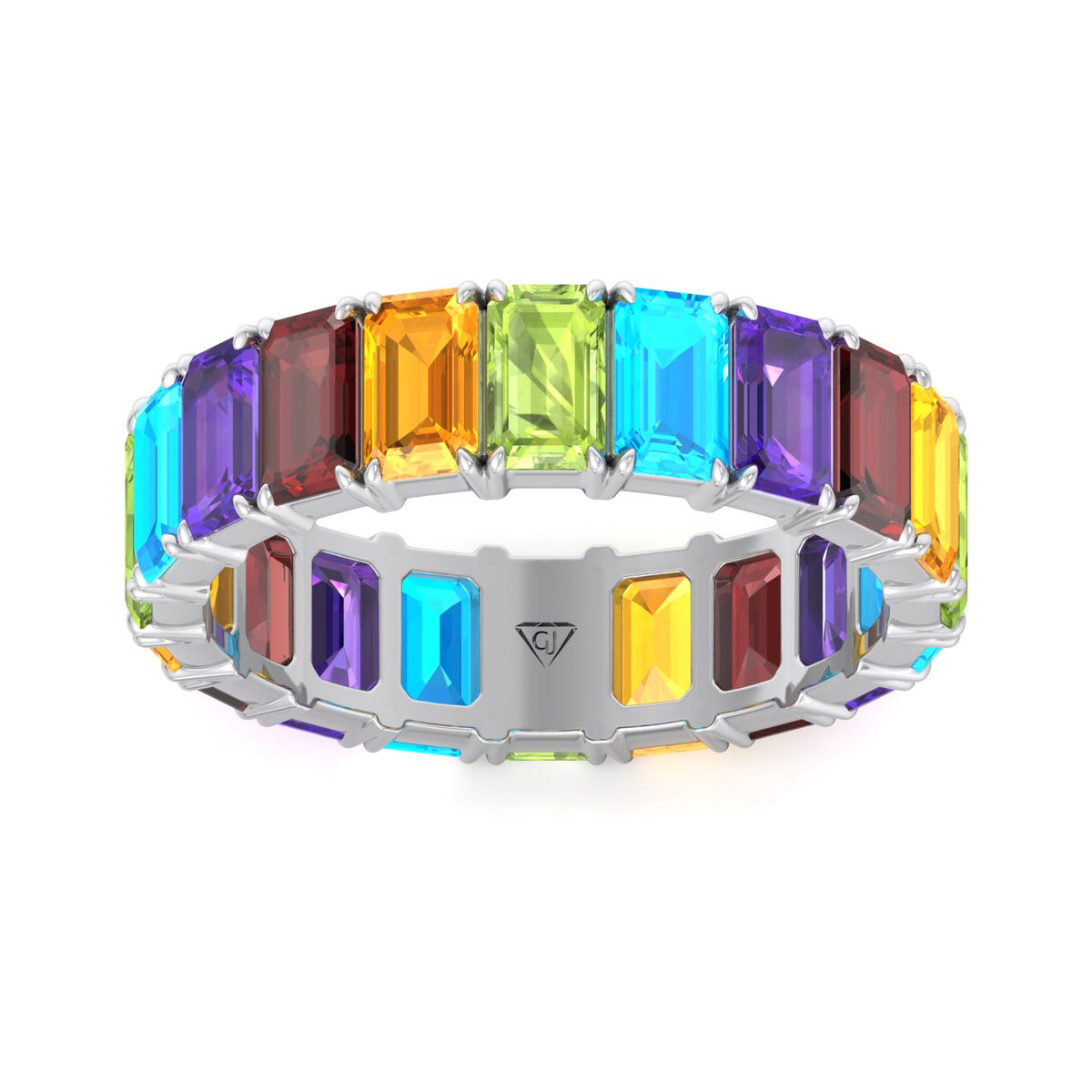 Cartia - Multi-Color Emerald Shape Eternity Band - Gem Jewelers Co