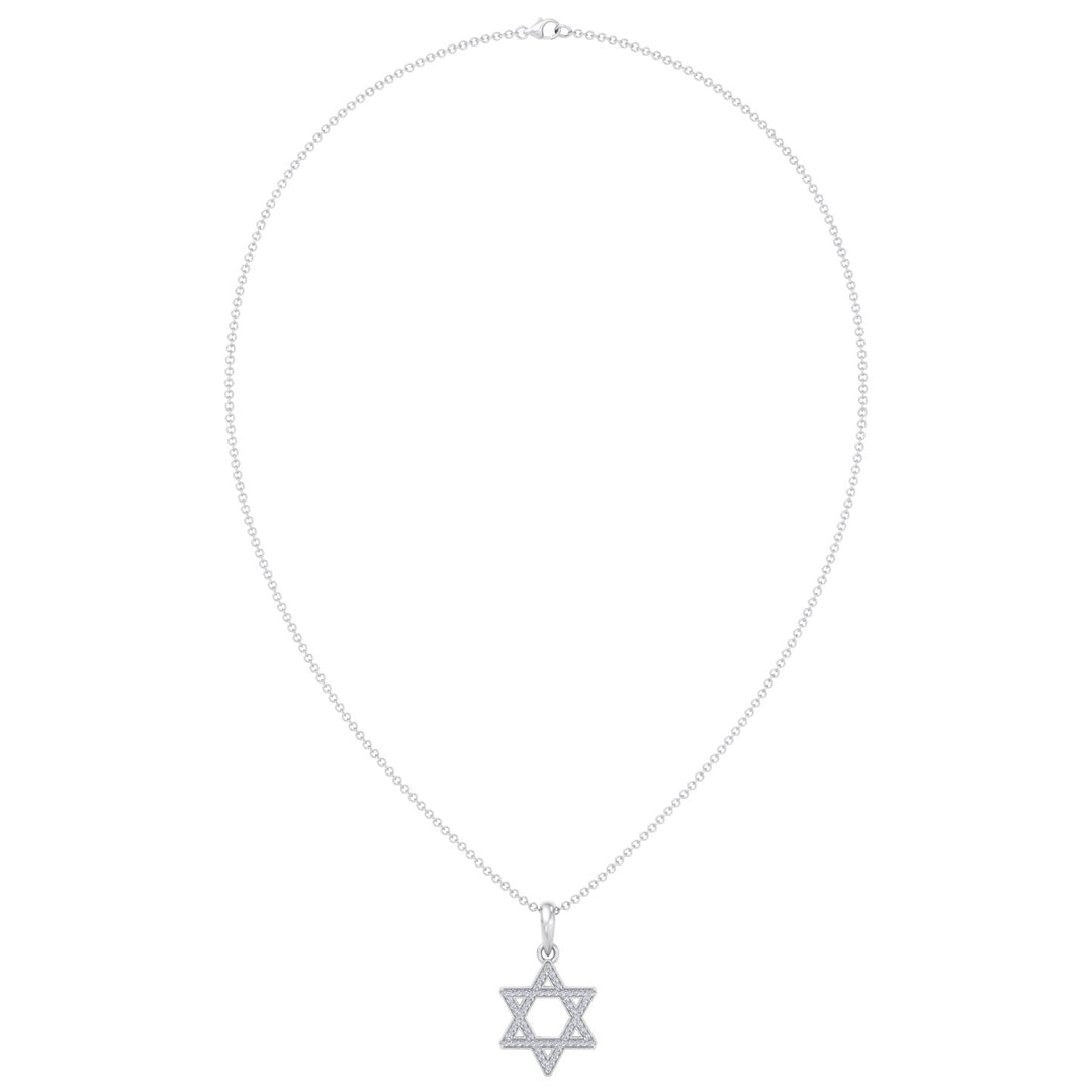 .35CT Star Of David Pendant Natural Diamond Pendant Necklace